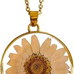 Daisy Necklace – Unique Fashion Jewellery for Women | 18K Gold Plated Stainless Steel Necklace Set with Real Daisy Pendant | Birthday & Anniversary Gift for Girls & Wife | Necklace for women-picture-50