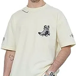 the souled store Avatar: Appa Men and Boys Short Sleeves Round Neck Light Yellow Graphic Printed Cotton Oversized T-Shirts-picture-40