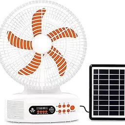 Techking 15 YEARS WARRANTY Solar Rechargeable 12-Inch Fan with Bluetooth Speaker, Night Light, Radio & Power Bank – AC/DC Dual Power for Indoor & Outdoor Use-picture-56