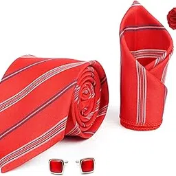 axlon Tie for Men – Plaid Silk Neck Ties Set with Cufflinks Flower Pin, Pocket Square & Black Gift Box, Combo Necktie Sets for Office Wear, Formal Suits & Weddings (0, AXS5RX)-picture-47