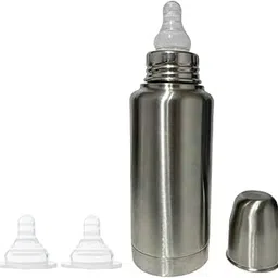 VOIK Stainless Steel Baby Feeding Milk Bottle for New Born Baby, Double Wall, Hot & Cold Upto 10 Hours, 304 Steel Grade (240 ML with 2 Extra Nipple) (MATT)-picture-12