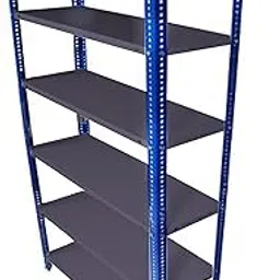 Premier Steel Slotted Angle Rack CRC Sheet 6 Shelves Multipurpose Storage Rack High Grade Powder Coating and Painted Shelves (Blue, Grey, 12"X36"X87") image 1
