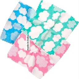 Kids & women Cloud Pattern Handkerchiefs and Baby Washcloths, Quick Dry, Pack of 4, Blue Pink Mint-image-68