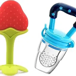 Ponchi Silicone Baby Fruit Mesh Food Feeder Nibbler Pacifier And Teether Combo Set(06Pi-Teenibb-Redblue)-picture-22