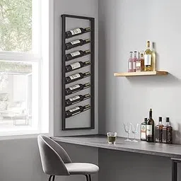 Modern Wall-Mounted Wine Rack, 8-Bottle Display, Black Metal Frame, Vertical Design, Wine Rack for Hotels and Bars.-image-93