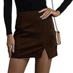 mrugneni Short Faux Suede Skirt-picture-33