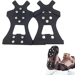 Ahamo 10-Tooth Ice Cleats for Shoes - Upgraded Stainless Steel Crampons with Anti-Slip Spikes for Hiking, Snow Trekking (Fits Shoe Sizes 34-39/M) image 1