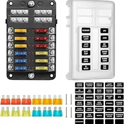 BEISUOS 12V Fuse Block, 12 Way Marine Fuse Block with Led Indicator Damp-Proof Cover 12 Circuits Fuse Box with Negative Bus Fuse Panel for Car Boat RV Truck Dc 12/24V-picture-33