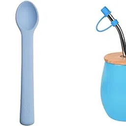 tudd Durable Dip and Scoop Set for Safe Self-Feeding | Blue with Baby Stainless Steel Mug 8oz, 240 Ml,Pink (2 Year - 6 Years) | Blue-picture-12