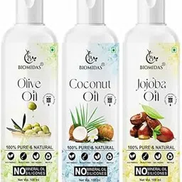 Biomidas 100% Pure Olive & Coconut & Jojoba 100ML Combo Oil(Pack of 3)-picture-49