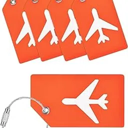 SNDIA Pack of 5 Luggage Tags, Silicon Luggage Tags with Steel Loop Travel Bag Tags for Easily Identification of Bags- (Orange)-picture-36
