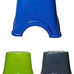 Kitchen Bathroom Step Stool, 25.4 cm Height, Multi-Colour Set of 3, Grey Blue Green-picture-20