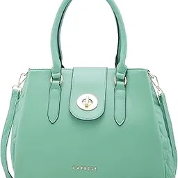 caprese Sabrina Satchel, Powder Blue-Medium | Solid Designed Shoulder Bag for Women with Adjustable/Detachable Sling Strap | Secure Front Lock | Perfect for Office & Daily Use-picture-36