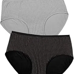 adina claim comfort Women's Dark Grey and Turquoise Dot Texture Modal Lycra Fabric Knickers Soft Medium-Waist Stripes Underwear Briefs Breathable Panties image 1