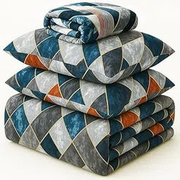 BSB HOME Flannel Winter Bedding Set – 1 Warm Quilt + 1 Fitted Bedsheet with 2 Pillow Covers | Ultra Soft, Cozy & Breathable Bedding Combo for Double Bed (Colour 600 GSM, Teal Blue, Weight 4.5 Kg)-image-31