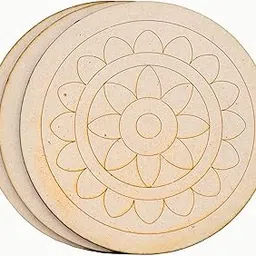AJANTA ROYAL Wooden Pre Marked Circle MDF 3.5 mm Thick Round Cutouts for Art & Craft, Resin Art, Lipan Art, Madhubani Art, Mandala Art, Pyrography, DIY Painting (5x5 Inch) Qty:3-image-14