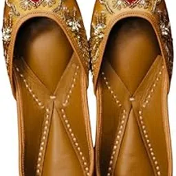 loryphilory Gold Embroidered Jutti for Women | Handcrafted Women's Flats with Maroon Heart-Shaped Rhinestone Accents, Traditional Ethnic Footwear for Festive Occasions-picture-27