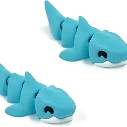 Mini Flexi Toy – Articulated 3D Printed Toy for Kids, Enthusiasts & Collectors | Flexible Fidget Animal Figurine for Desk Decor (Shark SkyBlue Bigger, 2, Piece)-image-30