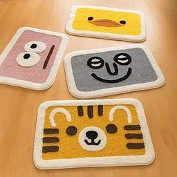 Safal Homes 4 PC Combo Funny Emoji Bath Mat, Cute Duck, Tiger, Cute Animal Soft Bath & Floor Mat – Anti-Slip, Absorbent, Cute Design for Kids & Home Decor (Pack of 4)-picture-28