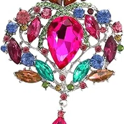 Women's Rhinestone Brooch Gorgeous Luxury Flower Colorful Crystal Brooch Teardrop Necklace Brooch Pin - WaterDrop-image-0