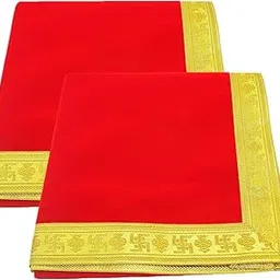 Caaspy Cotton Velvet Puja Aasan Cloth (Red, 40x40 cm) - Set of 3-picture-19