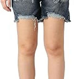 being human Solid Blue Denim Shorts-picture-35