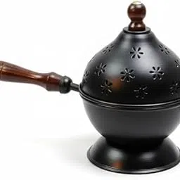 ZAIKRO Metal Dhoop Holder for Puja | Round Black Loban Dani, Dhoop Burner & Incense Holder for Home, Temple & Office Use | Traditional Aarti Dhoop Stand Burner-picture-40