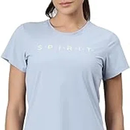 Comfort Technology (3 Dimensional Shape - Keeps The Cloths Straight), Running Series, Slim Fit, Short Sleeve, Typography Printed Slim Fit Comfort Running T-Shirt for Women (Black)-image-35