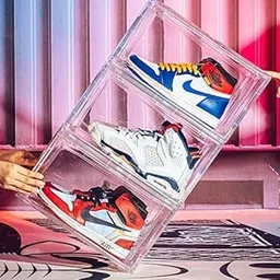 Deoxys Shoe Storage Boxes Clear Plastic Stackable Shoe Container Display Shoe Organizer With Drop Front For Sneaker, High-Heel, Boots Transparent -1 Pack, Rectangular - 32X8X8 Cm-picture-29