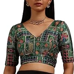 soch Womens Silk Blend Ethnic Motif Padded Blouse with Zari-picture-19