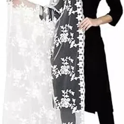 Whiet Net Embroidered Dupatta for Women, Girls and Ladies 1 Pcs-picture-30