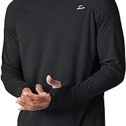 willit Men's Sun Shirts UPF 50+ Rash Guard Long Sleeve Sun Protection Hoodie SPF UV Fishing Lightweight Athletic Running, Black, Medium-picture-32