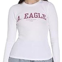 american eagle Women's Letter Print Classic Fit Blouse-picture-1
