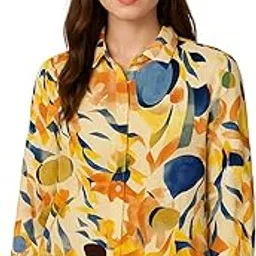 Nirosha Women's Cotton Rayon Abstract Printed Shirt, Collar Neck, Full Sleeves Shirt top, Casual Wear-picture-52