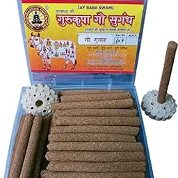 Gurushraddha® Cow Dung dhoop batti gugal dhoop Sticks Natural Fragrance Pure Organic eco-Friendly gau Products Monthly pac (60 PIS).Stick Stand is Inside The Box.-picture-31