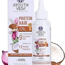 Ayouthveda Protein Hair Oil For Healthy Hair | Blend of Essential Oil & 12 Herbal Extracts | Strengthen The Roots & Makes Hair Shiny | A Non Sticky Formula For Dandruff Control (Pack of 1-100ml each)-picture-52