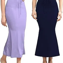Women’s Solid Mermaid Fit Maxi Skirt Combo | Soft Stretchable Fabric | Adjustable Waist Tie | Pack of 2 |Lavender-Navy-image-93
