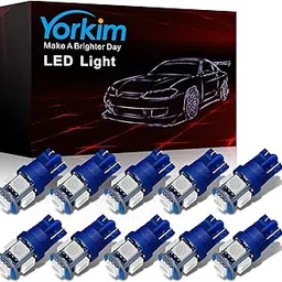 194 LED Light bulb, Yorkim 2015 Newest, 5th Generation, Interior Lights for W5W 194 168 2825 T10 Wedge 5-smd 5050, Replacement and Reverse T10 White Bulbs(Pack of 10)-Blue-image-57