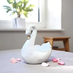 Crafticia Resin White Duck Tealight Candle Holder Statue Swan Light Stand Showpiece (11 x 11 x 7 cm, White)-picture-66