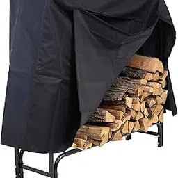 Sunnydaze 4-Foot Firewood Rack Outdoor with Cover Combo - Heavy-Duty Steel Outdoor Log Holder - Black-picture-11