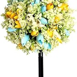 UJEAVETTE Artificial Flower Garden Stake Photo Props Ornament for Lawn Flower Bed Yard Yellow Blue-picture-51