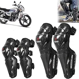 Auto Pearl Motorcycle Knee Shin Guards Elbow Pads, 4 in 1 PP Shell Motocross Knee Shin Safe Protection Armor for Moto Cycling Racing compatible with Splendor Plus (Carbon Black, 4Pcs)-picture-38