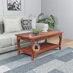 Wooden Center Coffee Table with Storage | Solid Sheesham Wood Centre Table for Living Room, Drawing Room & Office | Honey Finish-picture-23