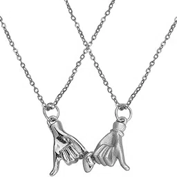 Pinky Promise for Couples Best Friends Necklace Silver And Red Stainless Steel Pendant Chain For Men And Women-image-76