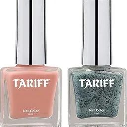 TARIFF Dual Shade Nail Polish Combo (T03 + T013) | 8ml Each | Coral Kiss Peach Nude & Aqua Galaxy Pastel Blue | Glossy Gel Finish | Long Lasting Quick Dry Nail Paints for Women, Girls & Kids.-picture-33