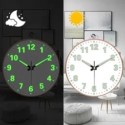 STAR WORK Modern 12 Inch Silent Wall Clock with Glow-in-The-Night Radium, Non-Ticking Mechanism & Big Numbers – Perfect for Living Room, Bedroom, Hall & Home Décor(RADUIM White Round)-image-43