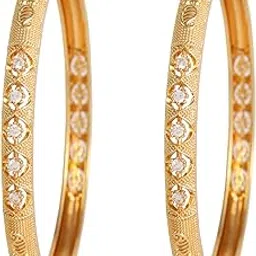 cute gold One Gram Gold Plated Traditional American Diamond Bangles for Women and Girls (4016)-picture-18