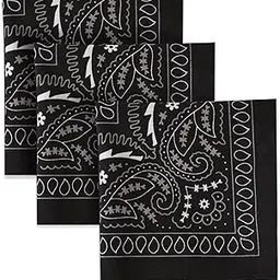 Paisley Bandana Head Wrap, Scarf Large 21x21 (12 Pack - Black)-image-18