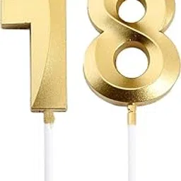 Party Port Shiny Gold Number Candle for Birthday or Anniversary Celebration (Pack of 2, 2.36inch) (18)-picture-41