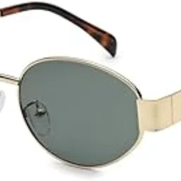 HASHTAG Retro Oval Sunglasses for Women | Stylish UV400 Protection Shades | Lightweight Durable Metal Frame | Trendy Vintage Oval Glares for Women | Classic & Elegant Design for All Occasions-image-88